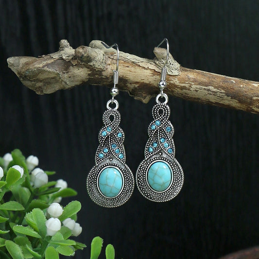 Braided Turquoise Bohemian Dangle Earrings Fashion Party Girls Pendant Earrings