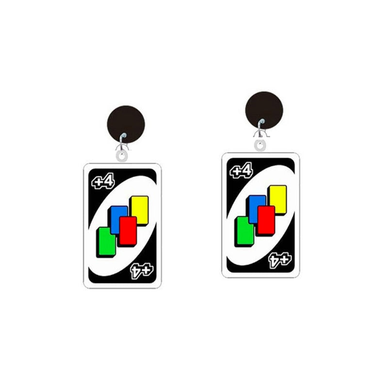 Uno Game Wild Draw 4 Drop Earrings Hip Hop Women Party Gift Jewelry Ear Fashion