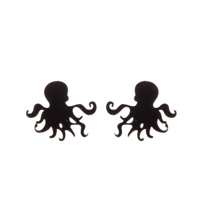 Octopus Black Drop Earrings Hip Hop Women Party Gift Jewelry Ear Fashion Pendant