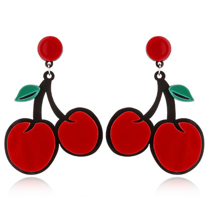 Cherries Acrylic Drop Earrings Women Travel Fashion Cartoon Earrings Creative