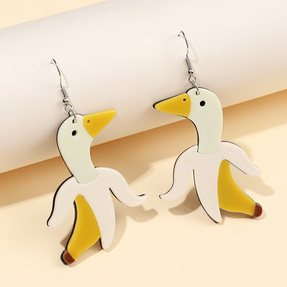 Banana Goose Drop Earrings Women Travel Fashion Cartoon Earrings Creative