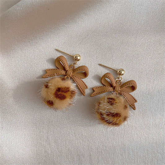 Animal Pattern Ball Drop Earrings Women Party Cute Art Jewelry Dangle Gifts