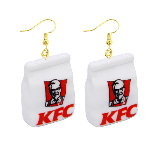 Chicken Bag Funny Cute Resin Food Drop Earrings Women Creativity Jewelry Cute