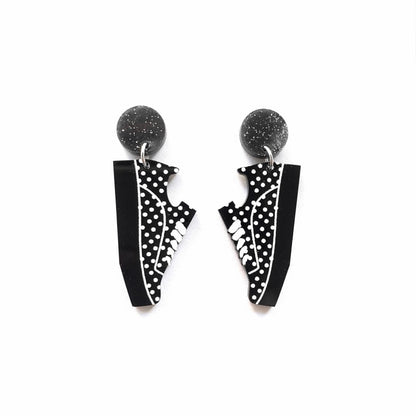 Black Polka Dot Sneakers Drop Dangle Earrings Trendy Women Fashion Earrings