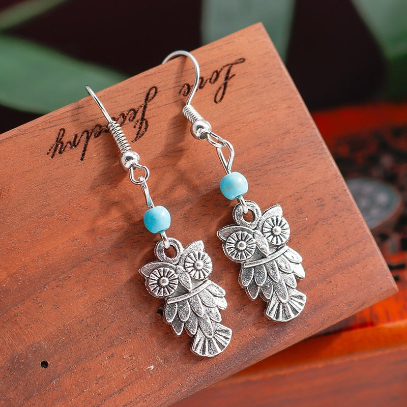 Cute Owl Feather Dangle Drop Earrings Women Gifts Earring Cute Girls Eardrop