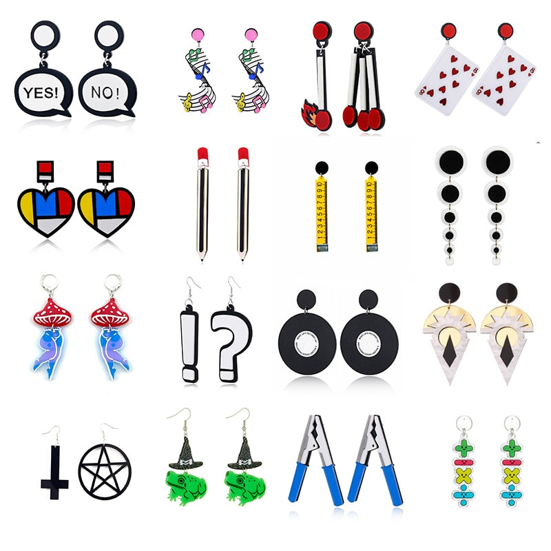 49 Styles Acrylic Symbol Letter Drop Earrings Women Travel Fashion Cartoon