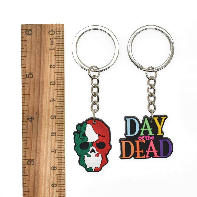 14 Styles Skull Calavera Mexican Day Of The Dead Halloween Keyring Cartoon