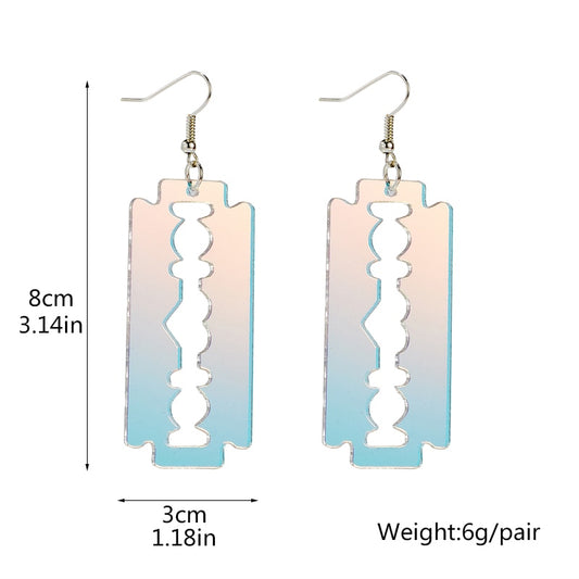 Holographic Acrylic Razor Dangle Earrings Women Travel Fashion Cartoon Earrings