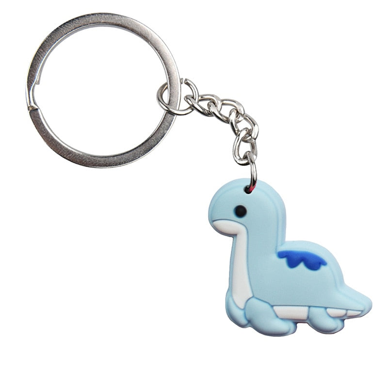 Pale Blue Dinosaur Keyring Cartoon Keychains Souvenir Jewelry Bag Pendant Gift