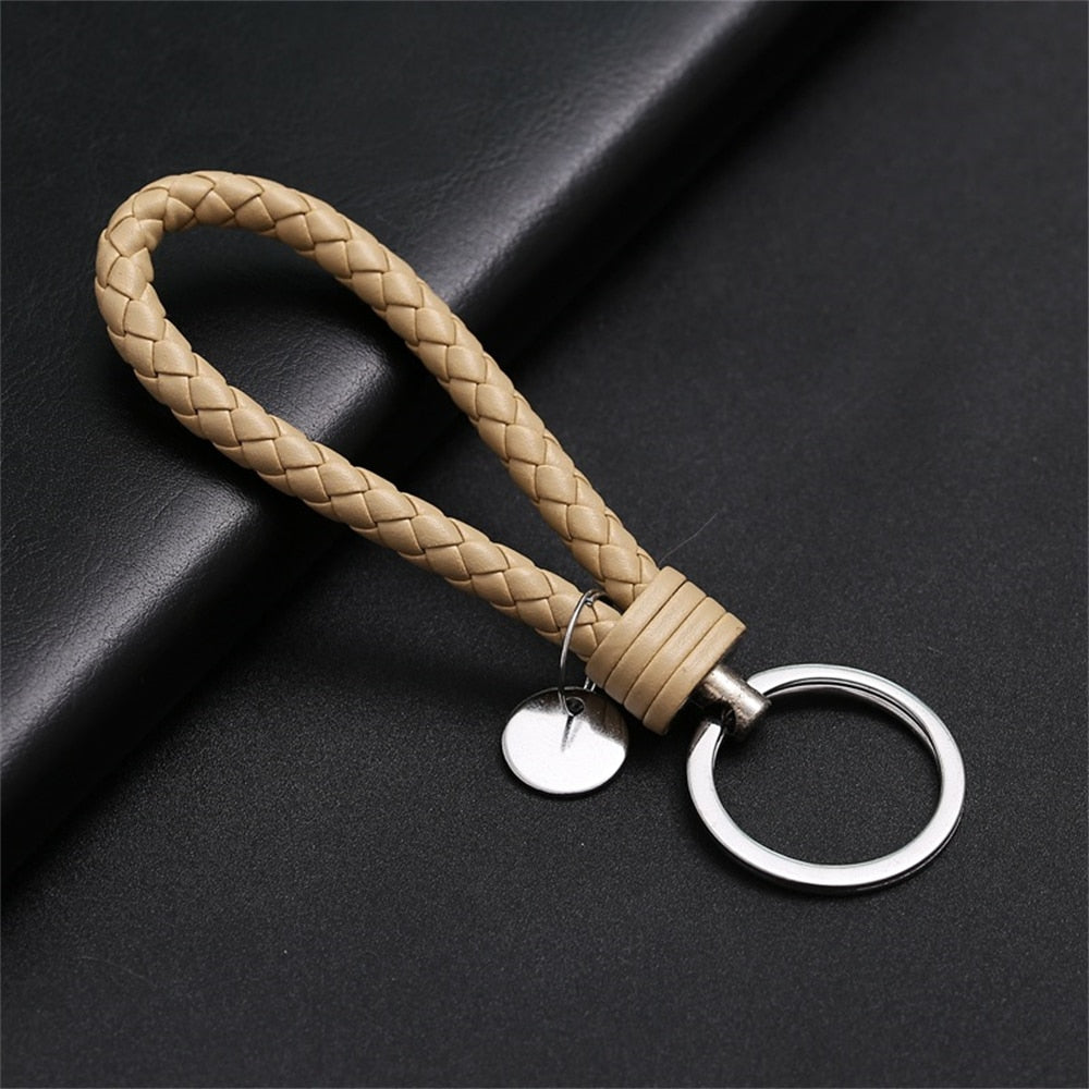 39 Styles PU Leather Braided Woven Rope Keychain DIY Bag Pendant Key Chain