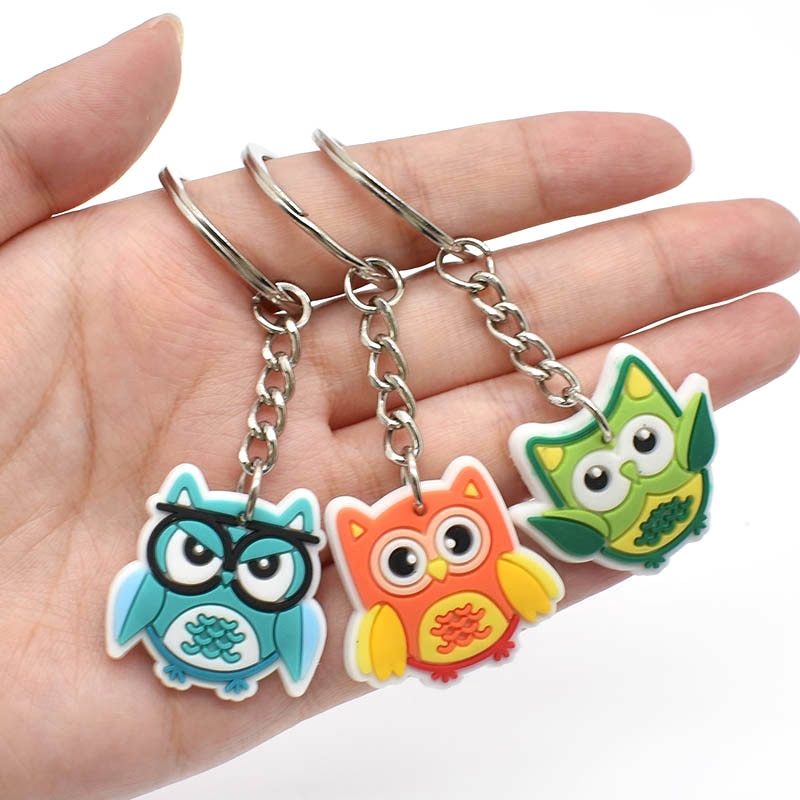 13 Styles Owl keychain Charm Cartoon Key Ring Gift Women Handbag Ornaments Car