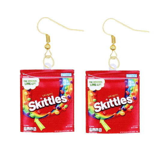 Skittles Candy Bag Funny Design Drop Earrings Women Charms Earring Fashion