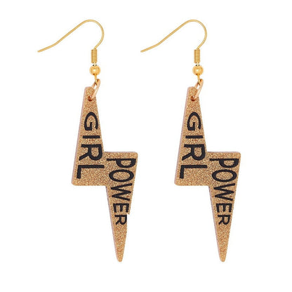 Geometric Girl Power Drop Earrings Hip Hop Art Women Party Jewelry Ear Fashion