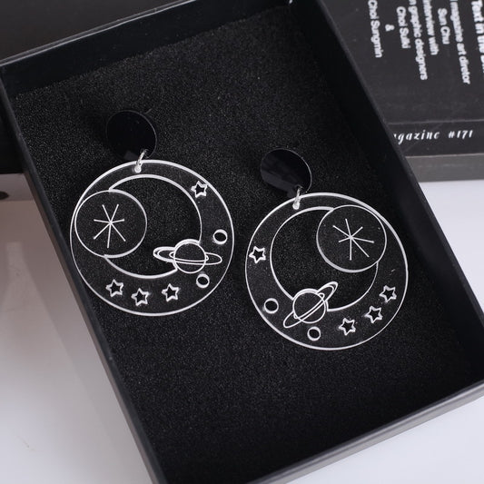 Planet Stars Acrylic Drop Earrings Hip Hop Women Party Gift Jewelry Ear Fashion