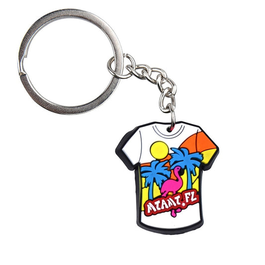 Tropical Tee Shirt PVC Keychain For Woman Colorful Keyring Cartoon Pendant