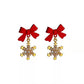Red Bow Snowflake Exquisite Stud Earrings Women Statement Earrings Party Jewelry