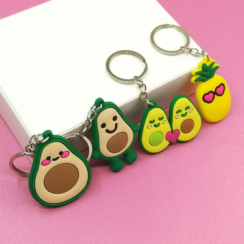 14 Styles PVC Cute Keychain Lovely Fruit Pineapple Cherry Car key Pendant