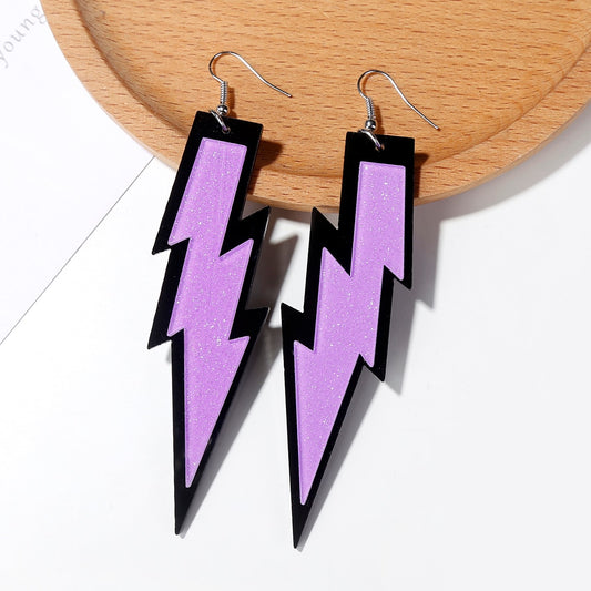 Violet Lightning Drop Earrings Hip Hop Art Women Party Jewelry Ear Fashion