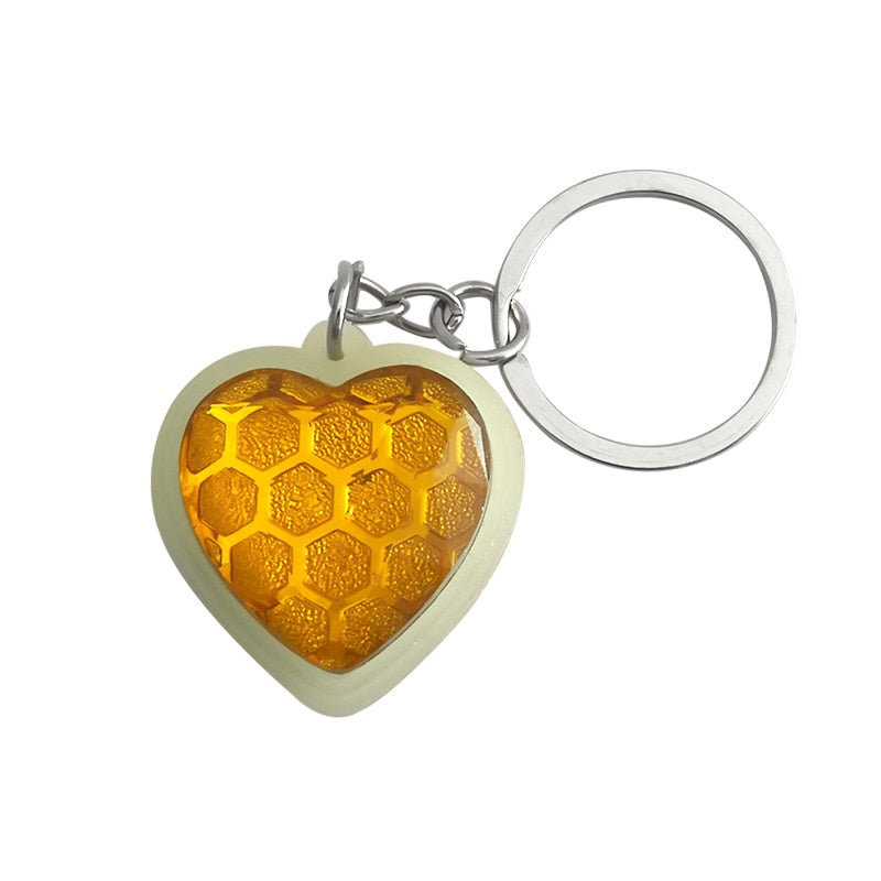 Amber Heart Pendant Keychain Gift Cute Charms Keyring Souvenir Handbag