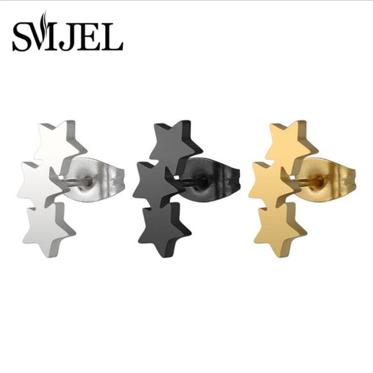 Black Stars Stainless Steel Earrings Women Jewelry Small Studs Gifts Earring