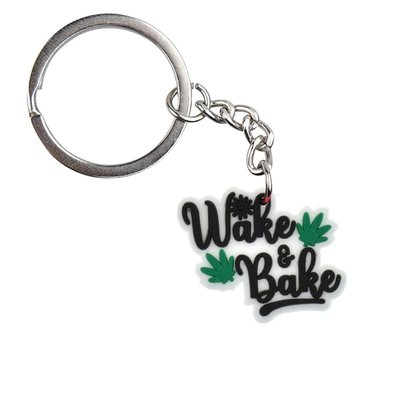 20 Styles Hemp leaf Soft PVC Keychain Smoke Green Rubber Key Ring Hiphop Pendant