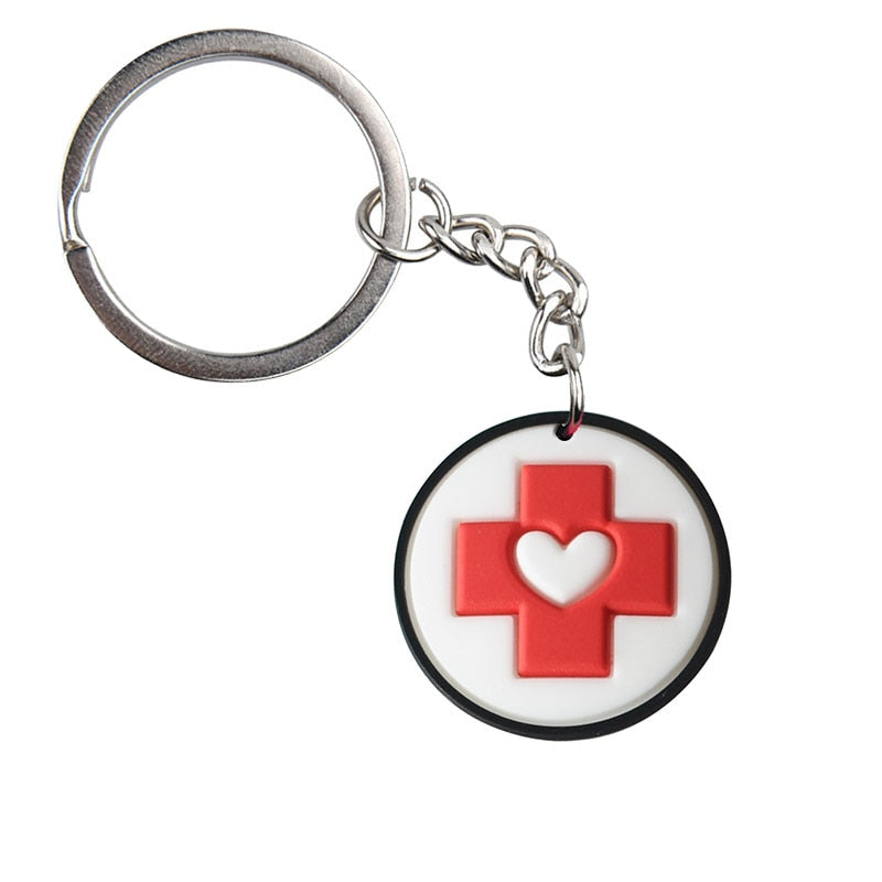 Red Cross Heart Keyring Gift for Nurse Doctor Medical Personnel Cute Cartoon