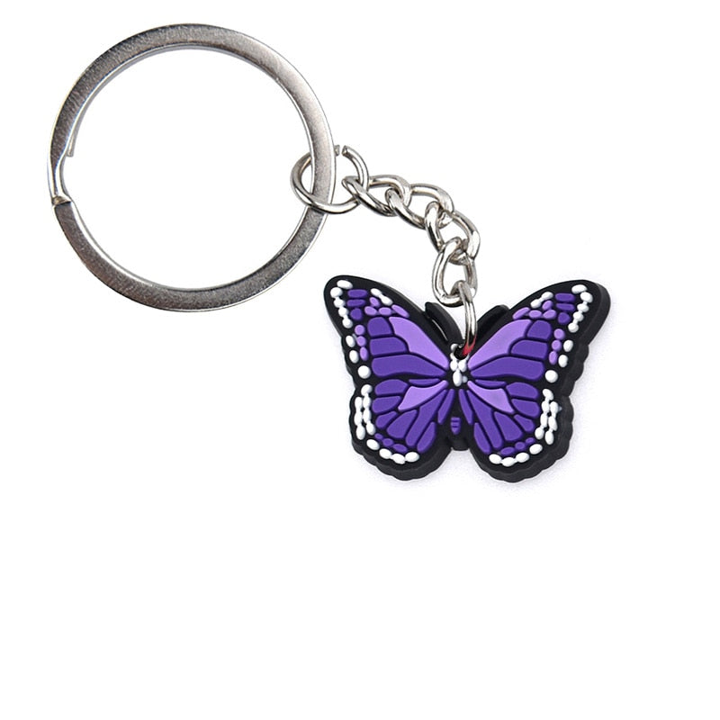 Purple Butterfly Pendant Cartoon Keyring Cute Creative Fashion Keychains Bag