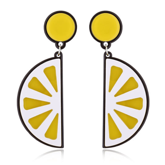 Lemon Slice Acrylic Drop Earrings Women Travel Fashion Cartoon Earrings Creative