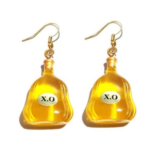 Yellow Bottle Design Dangle Drop Earrings Women Fashion Creative Art Cute