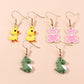3 Pairs Animal Dangle Earrings for Girls Women Birthday Gift Lovely Jewelry