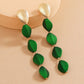 Green Beads Tassel Lady Cute Drop Earrings for Women Jewelry Girls Earrings