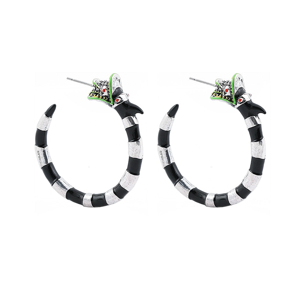 Striped Dragon Hoop Earrings Women Travel Fashion Cartoon Earrings Creative