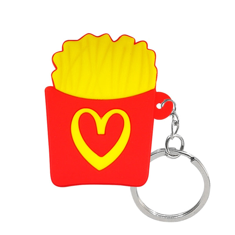 French Fries Fast Food Keychain Cartoon Key Holder Car handbag Keyring Gift