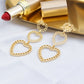 Chain Design Heart Drop Earrings Women Girl Fashion Trendy Jewelry Accessories
