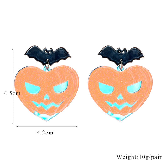 Pumpkin Heart Drop Earrings Female Travel Cartoon Earrings Creative Art Jewelry