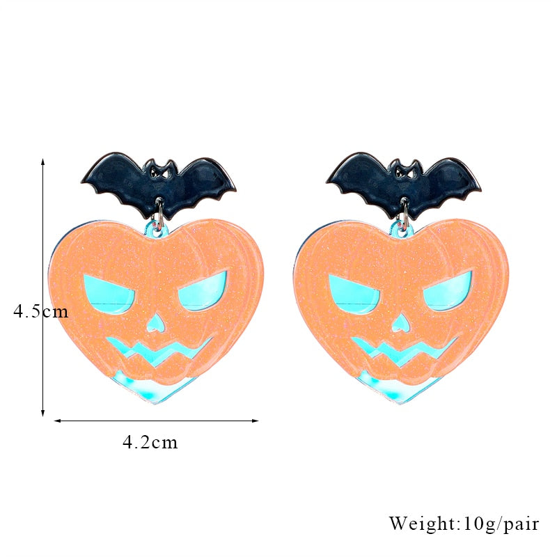 53 Styles Acrylic Halloween Heart Skull Pumpkin Eyes Drop Earrings Female Travel