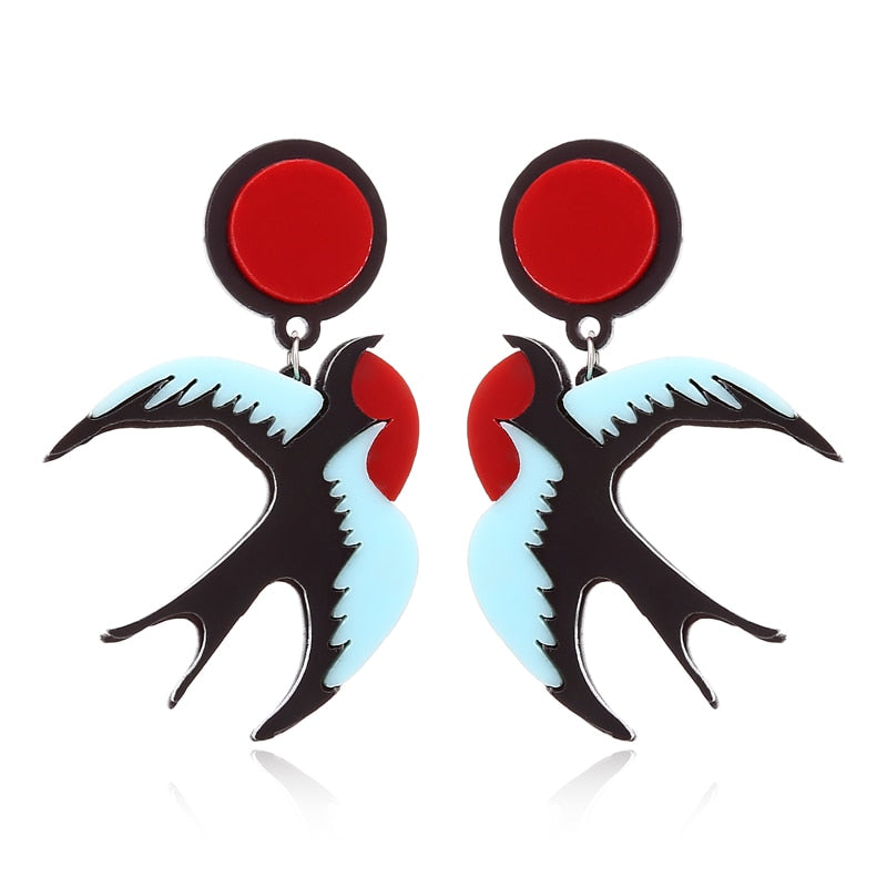 Acrylic Bird Drop Earrings Women Travel Fashion Cartoon Earrings Creative