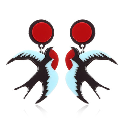 Acrylic Bird Drop Earrings Women Travel Fashion Cartoon Earrings Creative