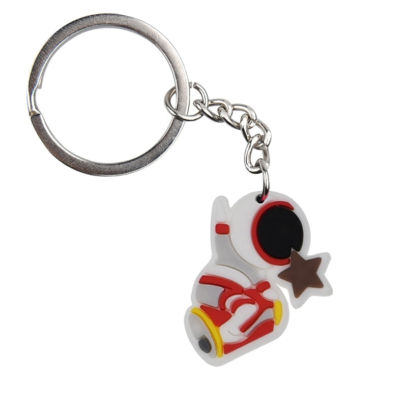 23 Styles Creative Cartoon Spaceship Astronaut Planets Soft PVC Rubber Keychain