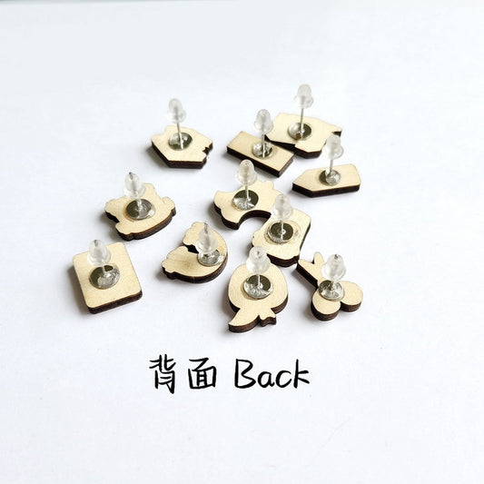 Wooden Apple Stud Charm Earrings For Women Girl Fashion Modern Jewelry Gift