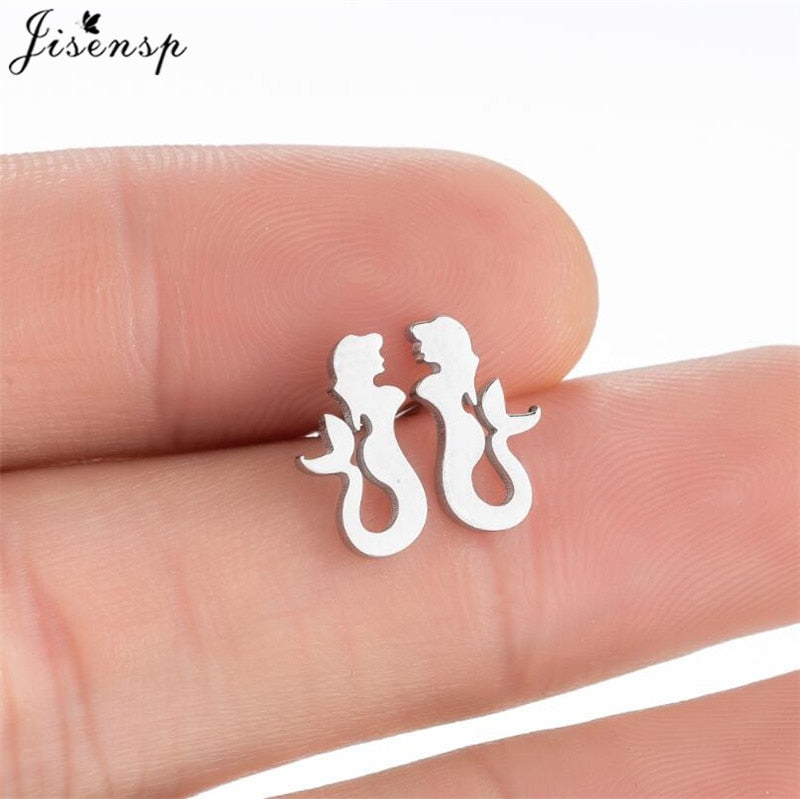 Mermaid Tail Stainless Steel Earrings Women Jewelry Small Studs Gifts Earring