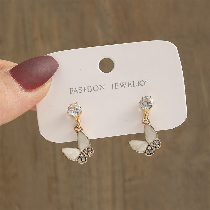 Two Tone Butterfly Stud Earrings Female Jewelry Trendy Cute Earrings Accessories