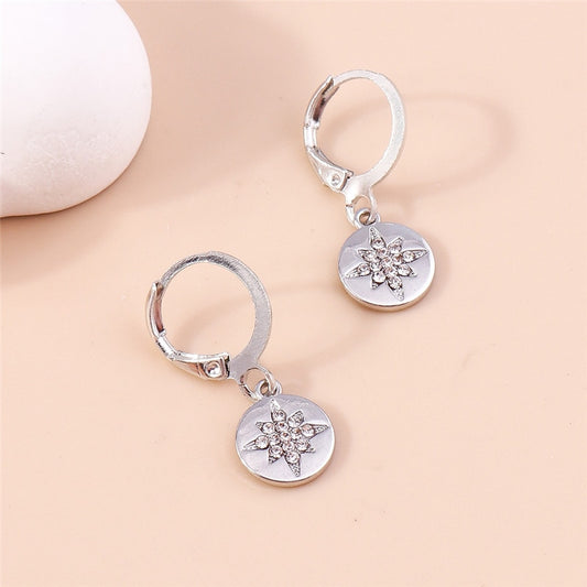 Silver-colored Star Snowflake Dangle Earrings Women Gifts Earring Cute Girls