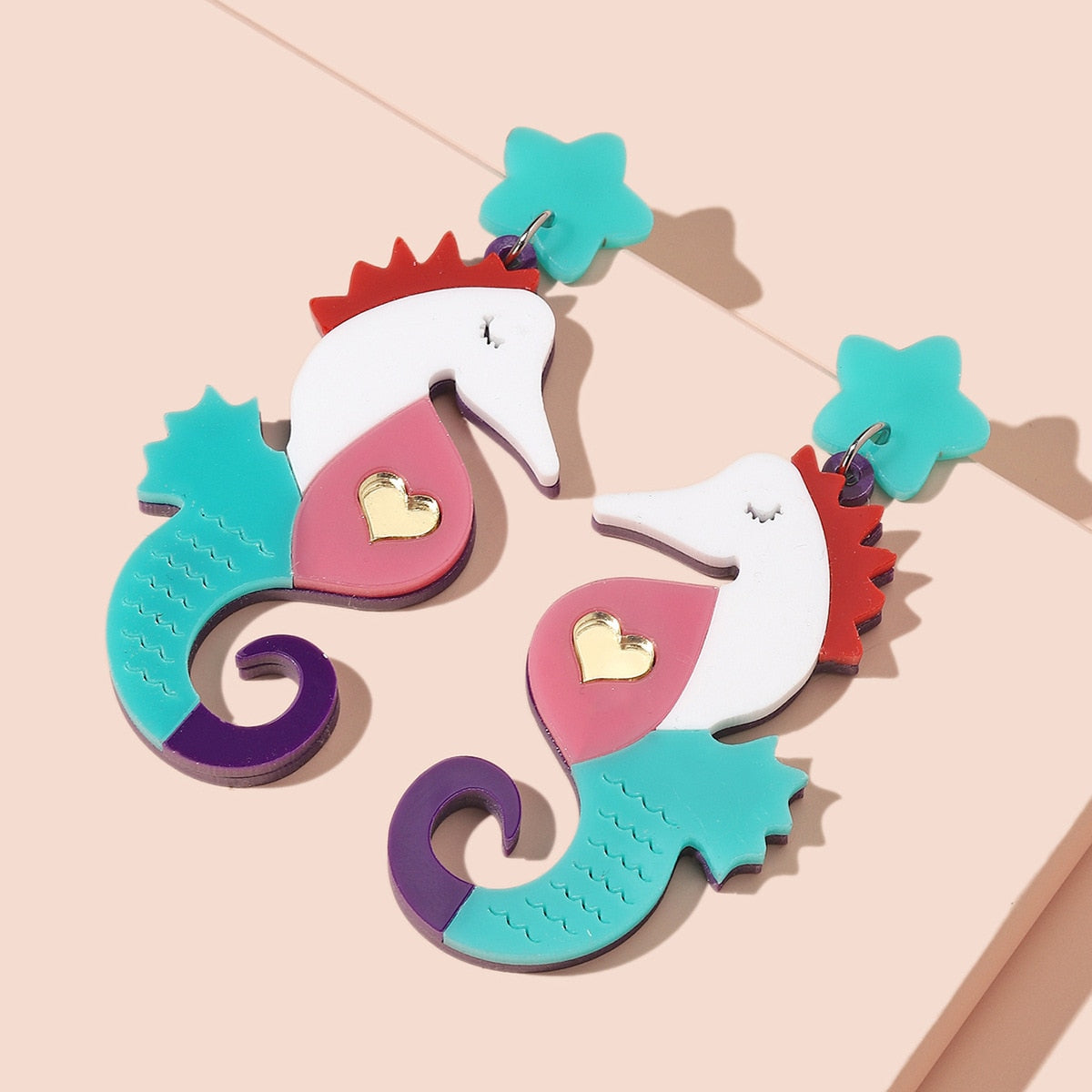 Colorful Seahorse Acrylic Drop Earrings Women Travel Fashion Cartoon Earrings