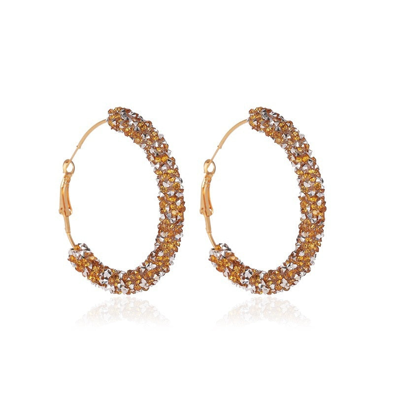 Shiny Glitter Round Lady Cute Hoop Earrings for Women Jewelry Girls Earrings