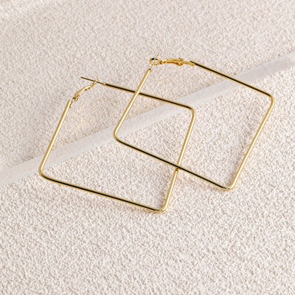 Large Hoop Square Design Earrings for Fashion Stylish Jewelry Drop Earrings