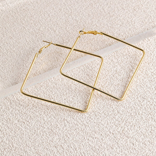 Large Hoop Square Design Earrings for Fashion Stylish Jewelry Drop Earrings