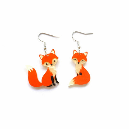 Acrylic Red Fox Drop Charm Earrings For Women Girl Fashion Modern Jewelry Gift