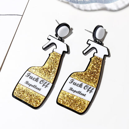 Glitter Spray Bottle Drop Earrings Hip Hop Art Women Party Jewelry Ear Fashion