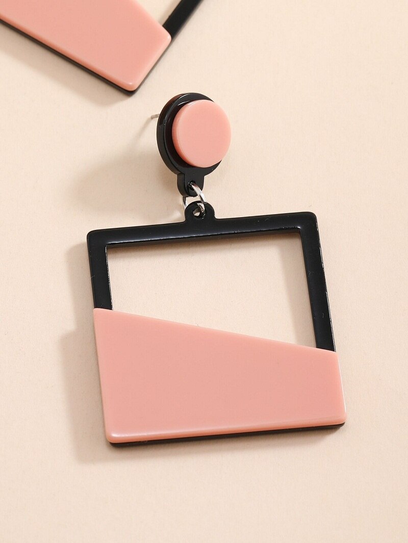 Pink Geometric Figure Lady Cute Dangle Earrings for Women Jewelry Girls Earrings